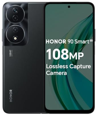 HONOR 90 Smart, Unlocked Android 5G smartphone, 108MP Triple Camera, 6.8 high-transparency Large Screen, Android 13, Dual SIM, Midnight Black (Renewed)