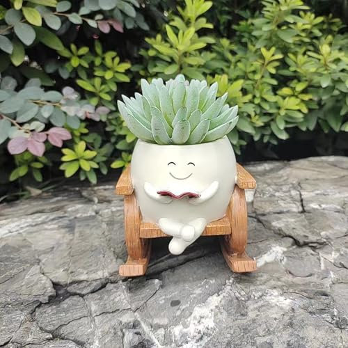 Mailfull Macetas de Cara Sonriente Macetero Caras Sonrientes con Agujeros de Drenaje Maceta Portátil para Suculentas para Hogar Jardín Terraza (02)