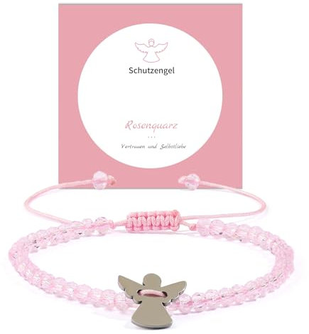 Schutzengel Armband für Mädchen, Kommunion Baptism Kristall Kristallpulver Armband Christliche Geschenke für Damen New Girl, Patentante Geschenk, Schutzengel Geschenk Glücksbringer Armbänder Geschenke