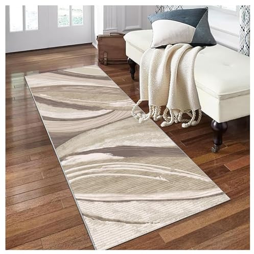 Siunwdiy Alfombra de Pasillo 50X240cm, Alfombras Cocina Lavable Antideslizante Alfombra Larga Entrada Casa Interior para Puerta Cocina Pasillo, Alfombra para Salón Lavadero Dormitorio,Marrón Claro