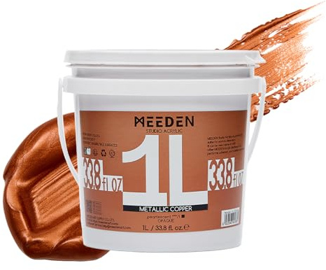 MEEDEN Metallic Kupfer Acrylfarbe: 1L / 33,8 oz glänzende Finish Acrylic Paint für Erwachsene Künstler Malerei auf Handwerk Metall Projekte Wohnkultur Möbel Ostereier