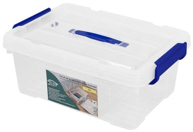 Jardin202 - Cajas de Almacenamiento Transparentes con Tapa Azul | Caja de ordenación | Unidad (15L)