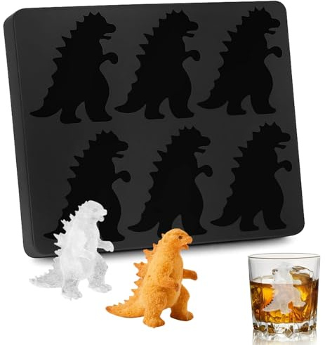 TMZELOA Molde de hielo de monstruo grande, molde para cubitos de hielo de monstruo, moldes para bebidas caseras, moldes de hielo 3D en dinosaurios para fiestas de whisky