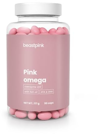 GymBeam Pink Omega 3 - Capsule per donne con EPA e DHA da olio di pesce - Con coenzima Q10 per energia, cuore, cervello e vista - Integratore per benessere generale e vitalità - 90 capsule