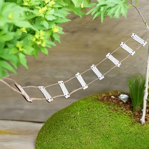 Scala in miniatura in corda, scala in legno da 50,8 cm, per casa delle bambole e giardino delle fate, scala 1:12, accessorio pieghevole per casa sull'albero, letto a castello e progetti di diorama
