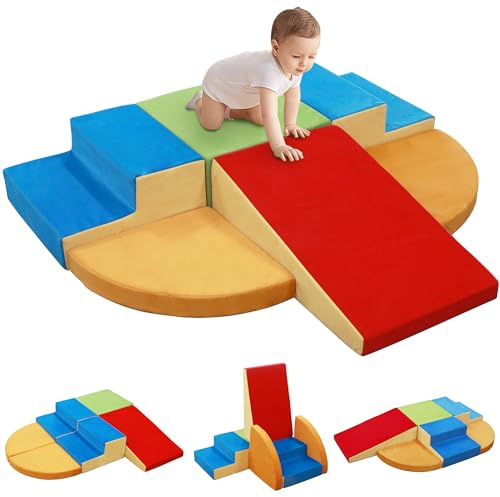 Montessori - Blocchi da costruzione in schiuma per bambini, giocattoli per bambini, custodia lavabile per divertimento al coperto, per gattonare e arrotolare, set da gioco per attività indoor
