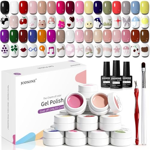 JODSONE 32 Colori Smalto per Unghie in Gel Solido per Nail Art, Set per Pittura e Disegno, per il Fai-da-te e Design Artistico delle Unghie