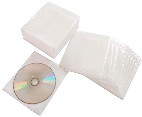 Haplives - Custodia in plastica per CD/DVD/BluRay, doppia faccia, per raccoglitori CD e DVD, confezione da 100 (bianco)