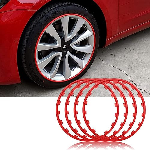 RVUEM Protectores De Llantas De AleacióN, 16/17/18/19/20 Pulgadas Protector De Llanta De Coche, Protectores De Llantas, Anillo Protector Borde Rueda, Anti Choques, Anti RasguñOs,Rojo,19in