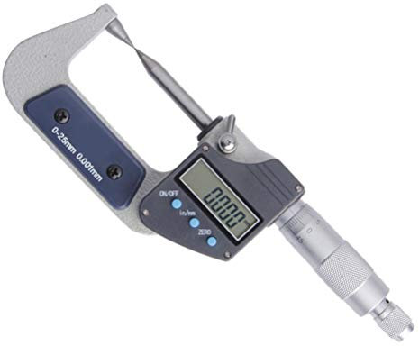 Rilascio 0-25mm 0.001mm Micrometro Digitale Esterno a Doppia Punta Micrometri elettronici con Punta in Metallo Duro Strumenti di Misura