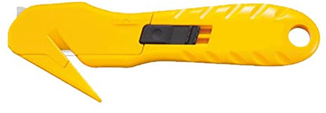Cortador de Caja de Cuchillos de Utilidad Portátil, Cuchillo de Hoja Rápida, Diseño de Hoja Oculta, Abridor de Cajas de Cartón de Seguridad, Amarillo