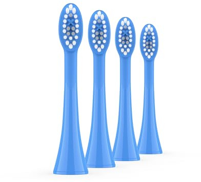 Ordo Replacement Sonic Toothbrush Heads with Pulse Technology for Teeth Cleaning, Plaque Removal, Silicone Polishing, Deep Clean Bristles, Adults, Pack of 4, Arctic Blue