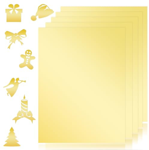 A4 Golden Mirror Cardstock Paper, 20 Blatt Metallic Gold Kartonpapier, Metallic Reflective Paper für DIY Kunstdruckpapier Basteln Scrapbook Kreative Dekoration Schulbedarf