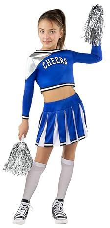 Funidelia | Costume da cheerleader USA con accessori per ragazza per bambina Cheerleader & Football Americano - Costume per bambini e accessori per Feste, Carnevale e Halloween - Taglia 7-9 anni
