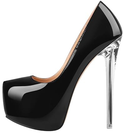 Meinabsatz Décolleté Stiletto con tacco alto da donna - Eleganti scarpe da festa, Vernice nera, 43 EU
