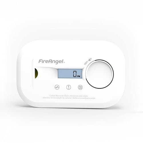 FireAngel FA6812 Détecteur de Monoxyde de Carbone Numérique à Écran LCD avec Durée de Vie de 10 Ans, Portable, pour Maison, Voyages, Caravanes
