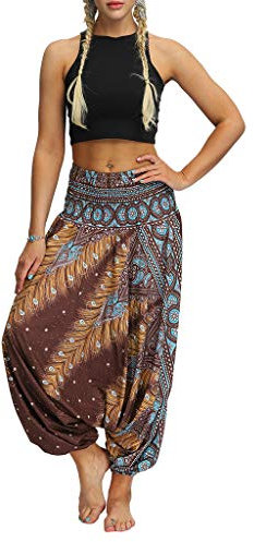carol -1 Super Weiche Harem Yoga Pilates Hosen, Damen Haremshose Beiläufig Lose Breites Bein Hippie Hose-Hohe Taille BohemienStil Tanzen Yoga Pilates Hosen, Pumphose Aladin Haremshose Hippie Muster
