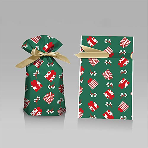 GIVBRO Bolsas de galletas navideñas para dulces con cordón para tartas, chocolate, aperitivos, panadería, fiestas, 50 unidades