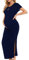 Smallshow Femme Longue Robe Grossesse Fente latérale Robes Maternité Navy XXL