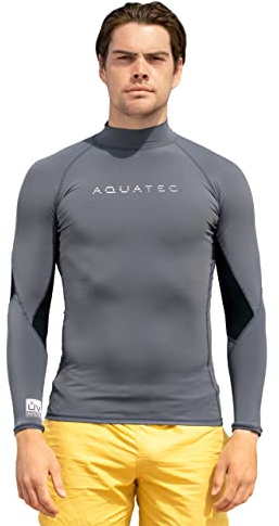 AQUATEC Men's Rash Vests - Short & Long Sleeve (Long Sleeve, Medium)