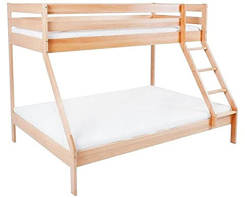 Etagenbett MAKI, natur, 206x148x150 cm, massives Buchenholz, verschiedene Größen, oberes Bett 200 x 90 cm, max. Belastung 80 kg, unteres Bett 140 x 200 cm, max. Belastung 180 kg, Ohne Matratze