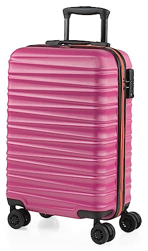 JASLEN - Bagaglio A Mano Rigido Leggero Bagaglio A Mano 55X40X20 con 4 Ruote Silenziose Trolley Cabina Lucchetto a combinazione TSA Viaggio Aereo Ergonomico Durevole. Compatibile Ryanair, Fucsia