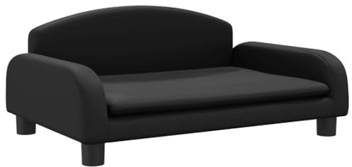 vidaXL Hundebett, Hundekissen mit weicher Polsterung, Hundesofa Hundecouch für kleine Hunde Haustiere, Haustierbett Katzenbett, Schwarz Kunstleder