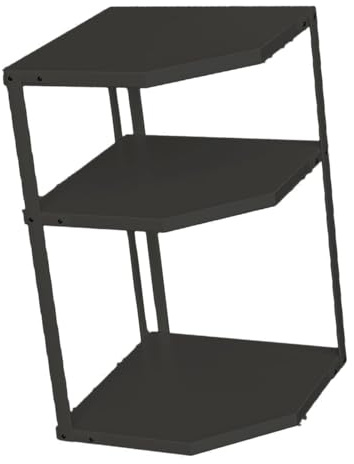 Kök Liten Hörnhylla Fläktformad Utrymmesbesparande Stabil Kolstål Köksredskapsställ för Kastruller (3 lager svart 27x27x45,5cm)