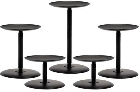 Homemory Christmas Fall Candle Holders for Pillar Candles Set of 5 (5, Black)