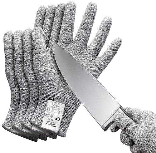Twinzee 2 Paar Schnittschutzhandschuhe - Schnittfeste Handschuhe Küche, Hohes Schnittschutz E für Täglichen Gebrauch - Größe S