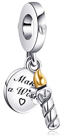 Rimgoris Argento 925 Charm per donna Bracciali Collana Candela Buon Compleanno Dangle Charm Regalo