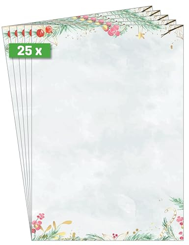 SIGEL DP608 Papier à motif de Noël Christmas Magic Watercolor, 90 g/m², A4, 25 feuilles
