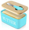 Dyserbuy Butter Dish with Lid, Butter Dish, Porcelain Butter Container with Double Silicone Seals Cover, Ceramic Butter Keeper with Knife, Perfect for East West Coast Butter, 650ml (Green)
