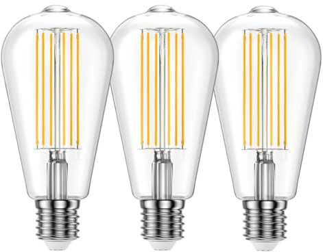 Ankey Ampoule à filament LED E27 ST64 10W 4000K Blanc Neutre 1000LM, Ampoules Rétro Edison Vintage Antique Lampe,Dimmable,Lot de 3