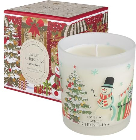 ROMIIE ZOI Christmas Scented Jar Candle - 6oz Soy Wax Candle - Sweet Christmas Infused with Sweet Pine Aroma - Keepsake Box Special for Holiday Gifts