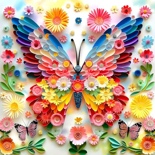 Puzzles for Adults 500 Pieces Colorful Butterfly FlowerJigsaw Puzzles 500 Pieces Difficult Fun Paper Art Unique Beautiful Family Puzzle Challenging Games Gift for Teens Adults (20x20)