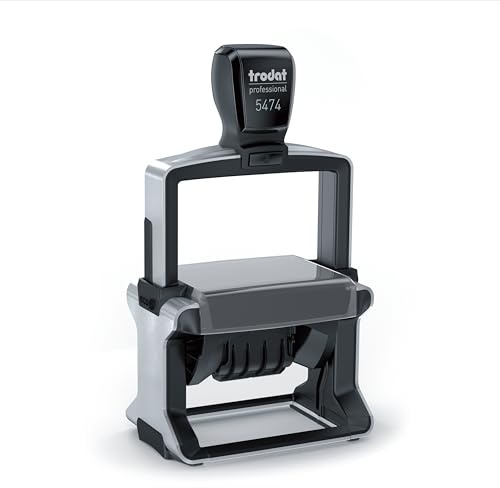 Mister Timbri Timbro Datario Autoinchiostrante Trodat 5474 60x40 mm Rettangolare Personalizzabile - 8 Righe di Testo, Ecologico e Ideale per Dati Aziendali o Firma