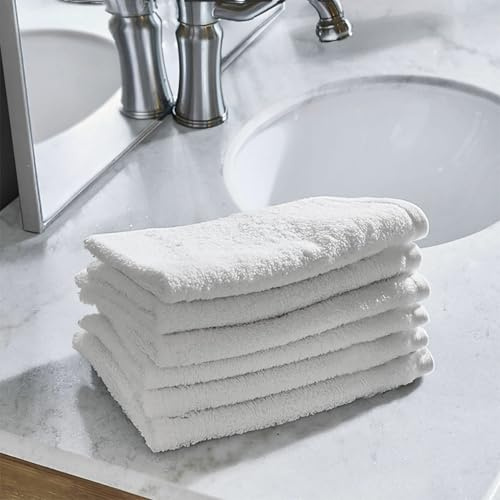 Giovanni Dolcinotti - Juego de 6 Toallas de Cara de 100% algodón - 30 x 30 cm - Extra absorbentes y de Secado rápido - para baño, SPA y Gimnasio - Color Blanco - Modelo Orlando