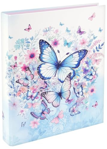 goldbuch 37 133 Ring Binder Butterfly Garden Folder Dimensions 26 x 32 x 4 cm Cover Art Print Binder with 2-Ring Mechanism Made of Metal Ring Binder DIN A4 Butterfly Motif Blue White