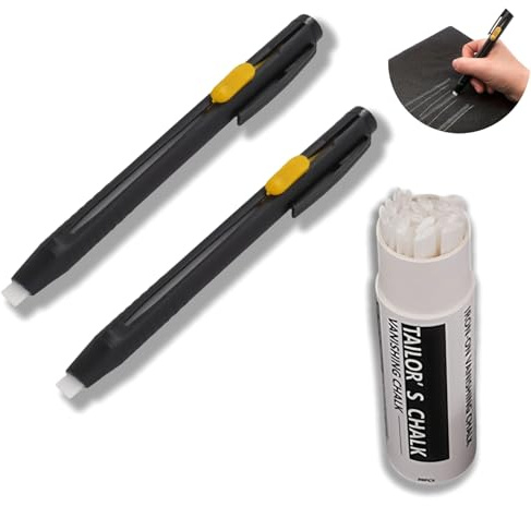 2pcs Heat Erasable Fabric Markers for Sewing with 20 Replacement Refills,Heat Erasable Tailors Chalk,Replaceable Refill Fabric Chalk,DIY Fabric Pens Sewing,Tailors Chalk Pencil,Chalk Pen,Fabric Pencil