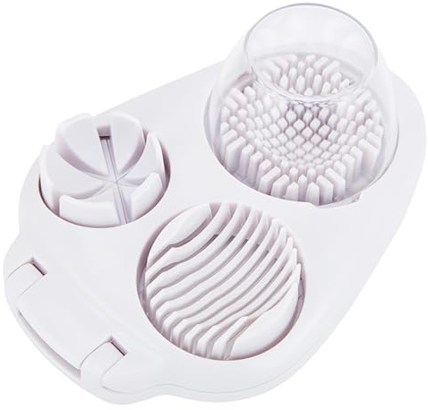 Kronabelle Cortador de huevos 3 en 1 diseñado para huevos duros, incluye cortador de huevos con dados, rebanado, características de rayas, caja de almacenamiento integrada para organización de cocina