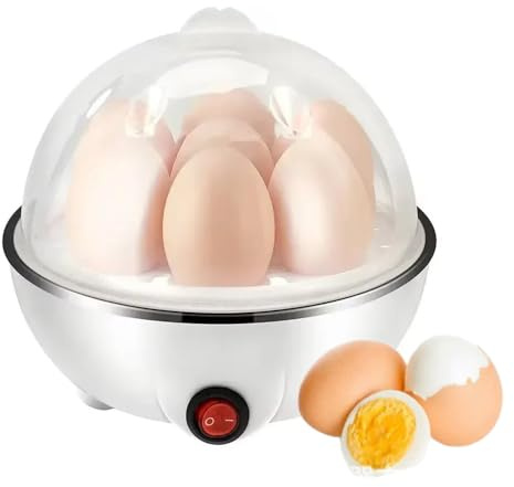Ccarzzi Egg Boiler Electric 7 Egg Capacity Egg Cooker with Measuring Cup, Poaching Tray, for Soft Dippy, Hard and Poached Eggs, Easy to Clean, Automatic Power-off