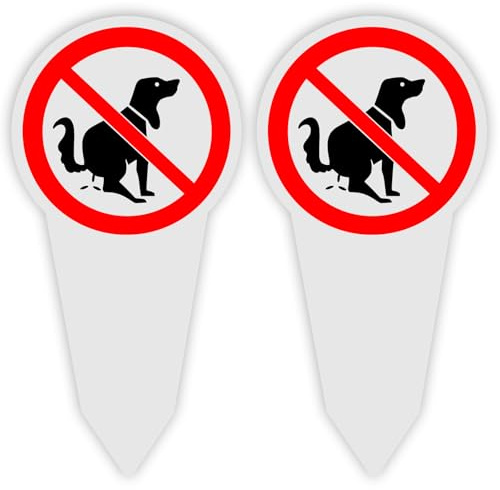 2 Pezzi Cartello Feci Cane, Segnale di Avvertimento del Cane con Protezione UV, Cartello per Cani con Palo, in PVC per il Cortile e il Parco di Casa - 30 X 15 cm