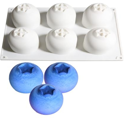 Stampo da forno in silicone per mirtilli, vassoio da dessert a 6 cavità, padella antiaderente resistente al calore, per muffin, cioccolato, gelatina,
