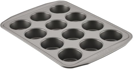 Circulon Nonstick Bakeware 12-Cup Muffin Tin, Gray, Steel