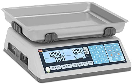 TEM TEM015C-PZR-B1 Preisrechenwaage geeicht 15 kg/5 g Dual-LCD 27,8 x 32,8 cm RS-232 Akku 200 h