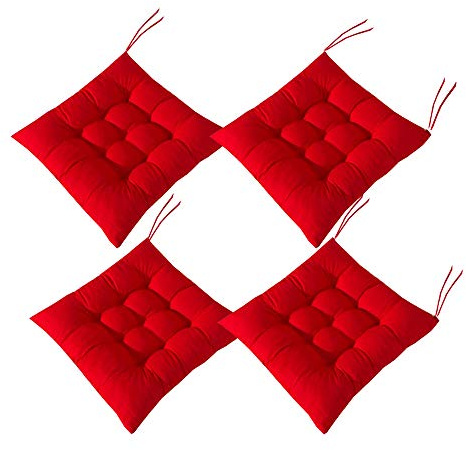 AIITLLYNA Lot de 4 Coussins de Chaise 40 x 40 cm,Coussins de Chaises Carrés,Différents Coloris pour Jardin terrasse Salle à Manger (Rouge)