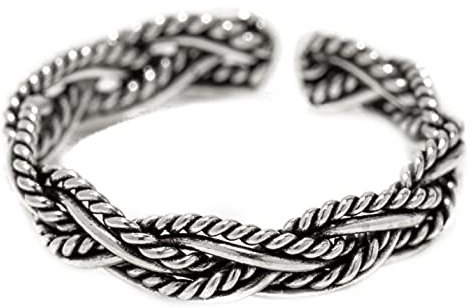 Windalf Damen Zehenring SOPHY 3 mm Zopf Muster Midi Ring Sommer Schmuck 925 Sterlingsilber