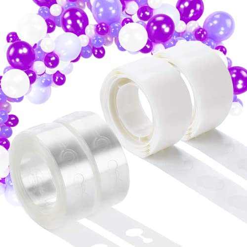 OWLKELA 4 Stück Luftballon Girlandenband, Ballon Girlande 2 Rollen, Gesamt 10m; Ballon Haftpunkte 2 Rollen, Gesamt 200 Individuell, Dekorationsstreifen für Luftballons - Party