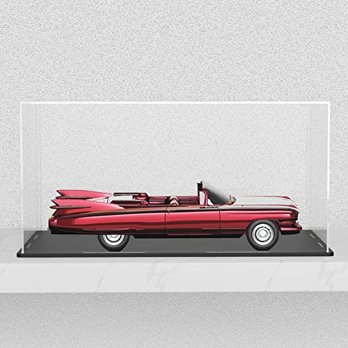 CRMPro Clear Acrylic Display Case with Matte Black Base, Simple Self-Assembly Dust-Proof Showcase, Countertop Display Box for 1:24 Diecasting Model Cars (10x5x5 inch)